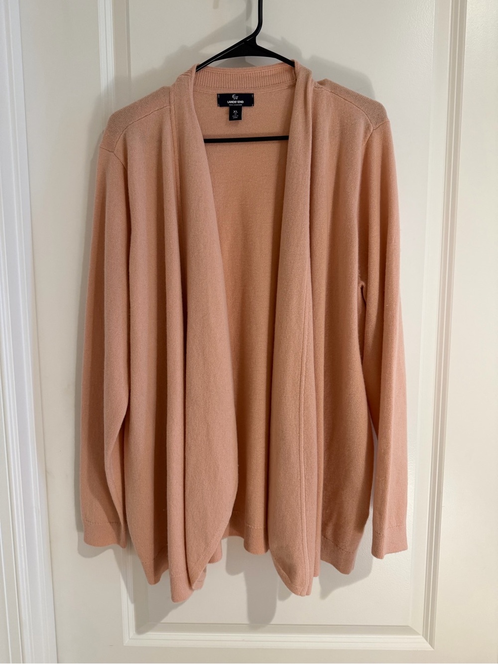 Lands' End Open-Front Blush 100% Cashmere Cardigan NWOT